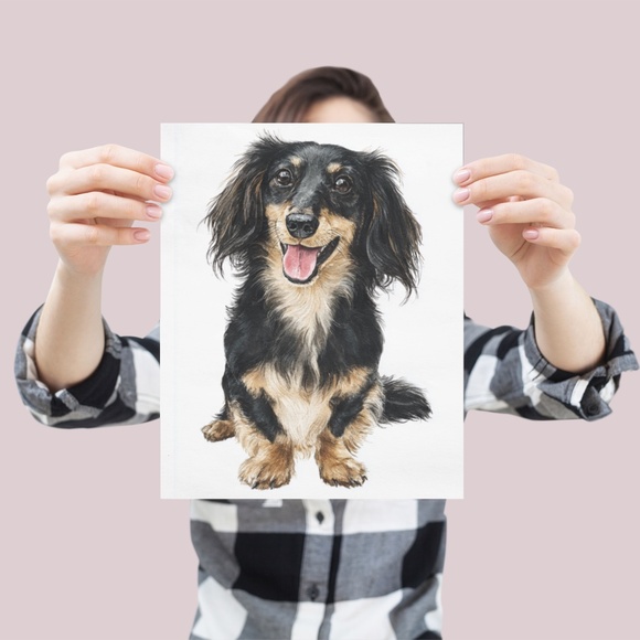 Watercolor Dachshund Dog Portrait Art Print – Unframed Fine Art Poster - Picture 4 of 5